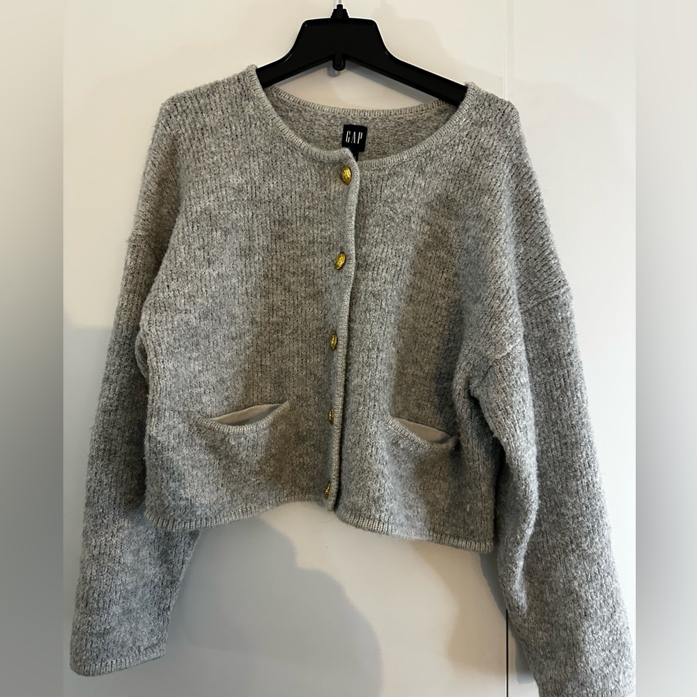 Gap Gray Boucle Cropped Cardigan